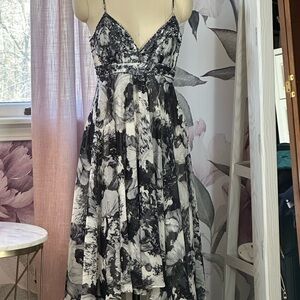 Niki B Hi-low Swing Dress with Sparkle Bodice